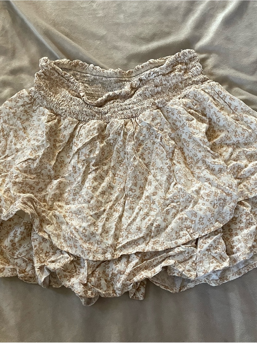 Streetwear Society Cream Floral Ruffled Skater Skirt